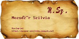 Mozsár Szilvia névjegykártya